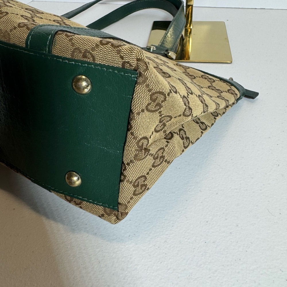 Gucci Brown and Green GG Monogram Tote - Picture 10 of 16